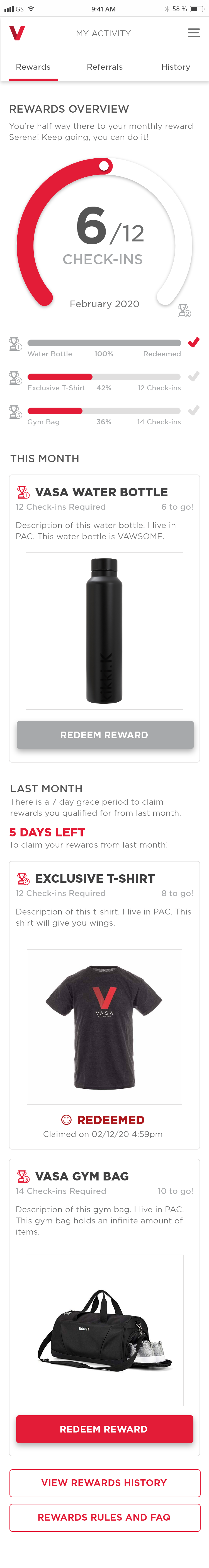 VASA rewards overview